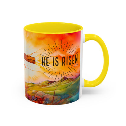 Inspirational Ceramic Mug - "He Is Risen" Design - Perfect for Easter & Faith Celebrations