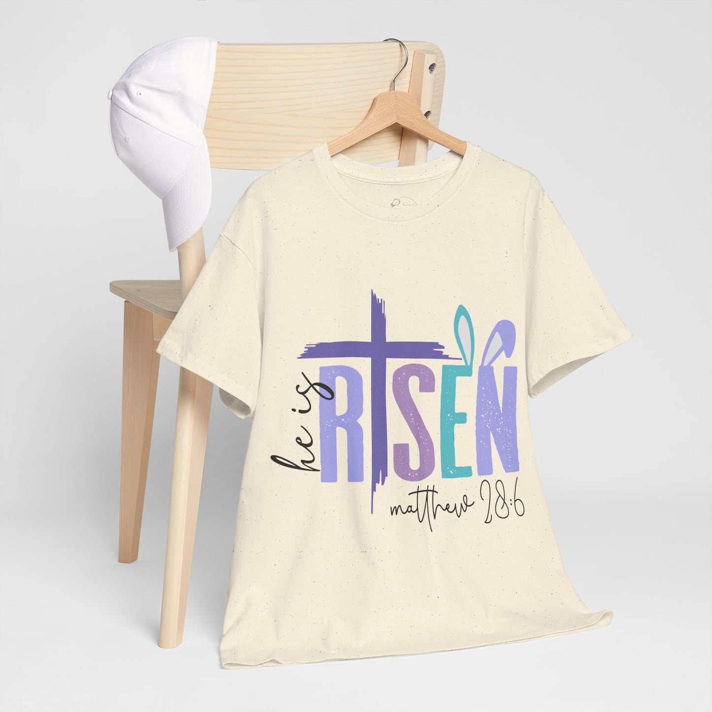 He is Risen Unisex Heavy Cotton Tee - Inspirational Easter Shirt