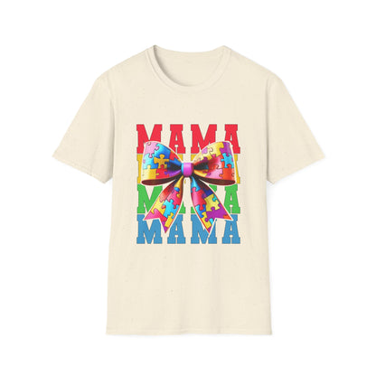 Colorful Mama Puzzle Bow Unisex T-Shirt - Perfect for Mother's Day & Family Celebrations