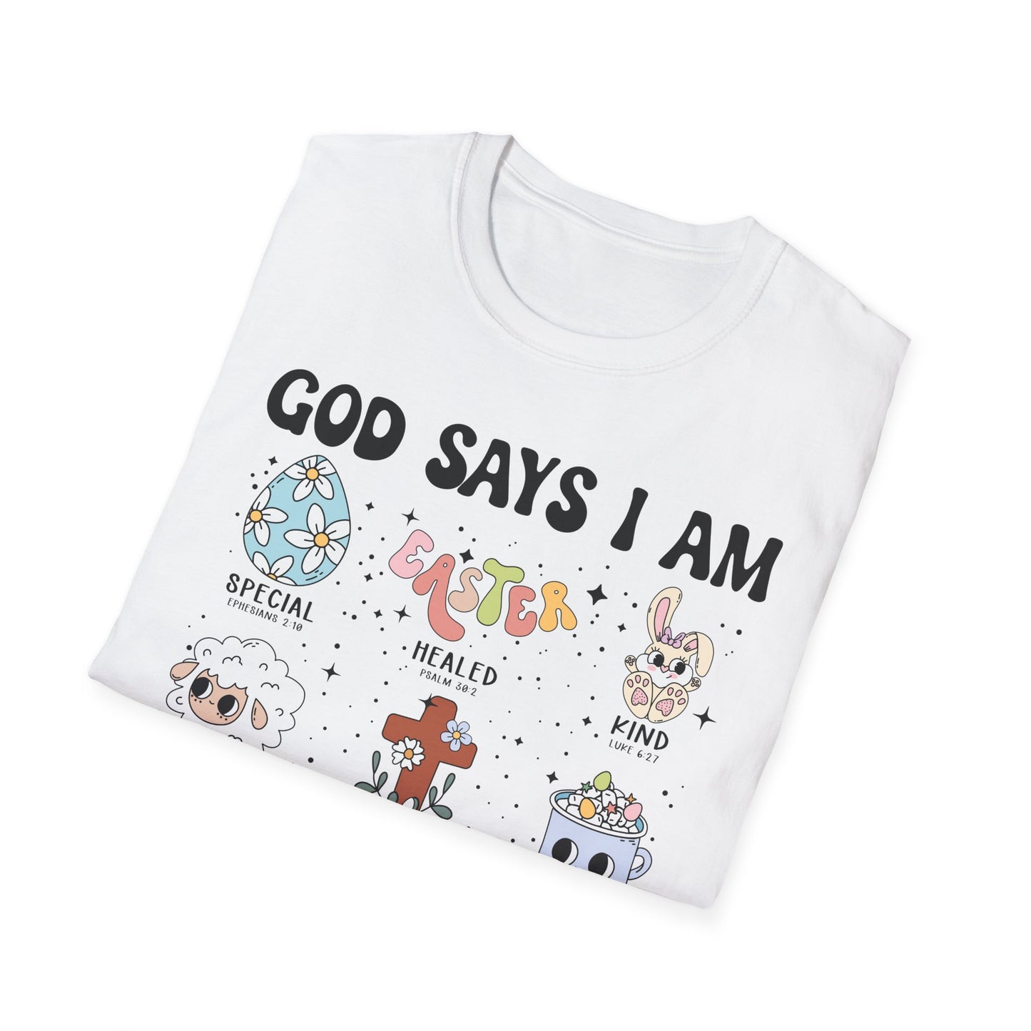 Inspirational Unisex Softstyle T-Shirt - "God Says I Am" Affirmations