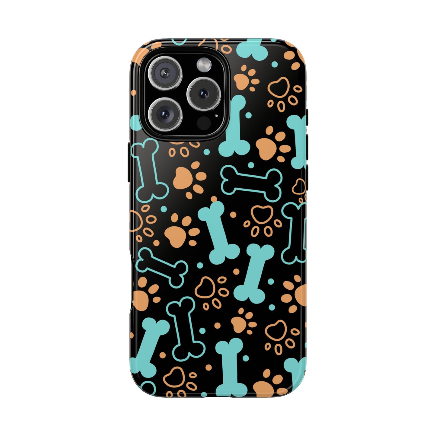 Pet Lovers Tough Phone Case - Colorful Bones & Paw Prints Design