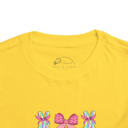 Cute Bunny & Bow Toddler Short Sleeve Tee - Perfect for Easter & Spring Celebrations