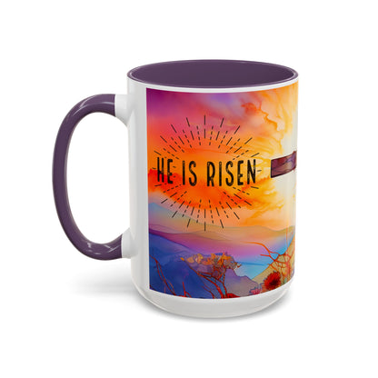 Inspirational Ceramic Mug - "He Is Risen" Design - Perfect for Easter & Faith Celebrations