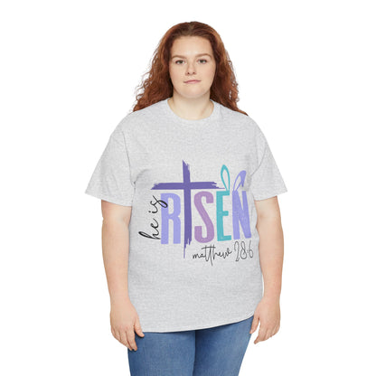 He is Risen Unisex Heavy Cotton Tee - Inspirational Easter Shirt