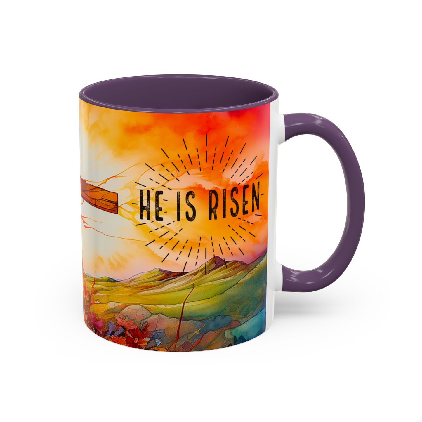 Inspirational Ceramic Mug - "He Is Risen" Design - Perfect for Easter & Faith Celebrations