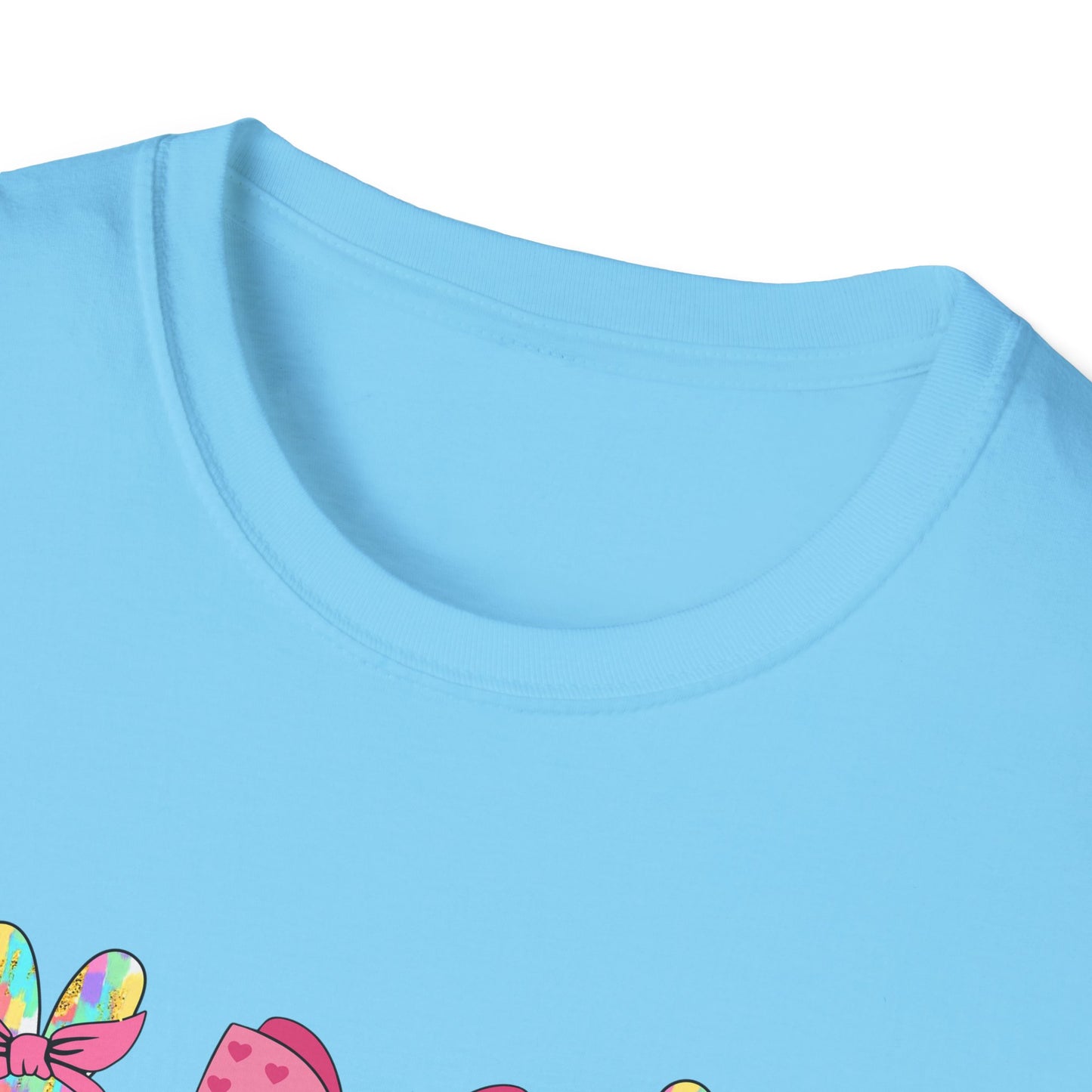 Cute Bunny & Bow Unisex Softstyle T-Shirt - Perfect for Easter and Spring Celebrations!