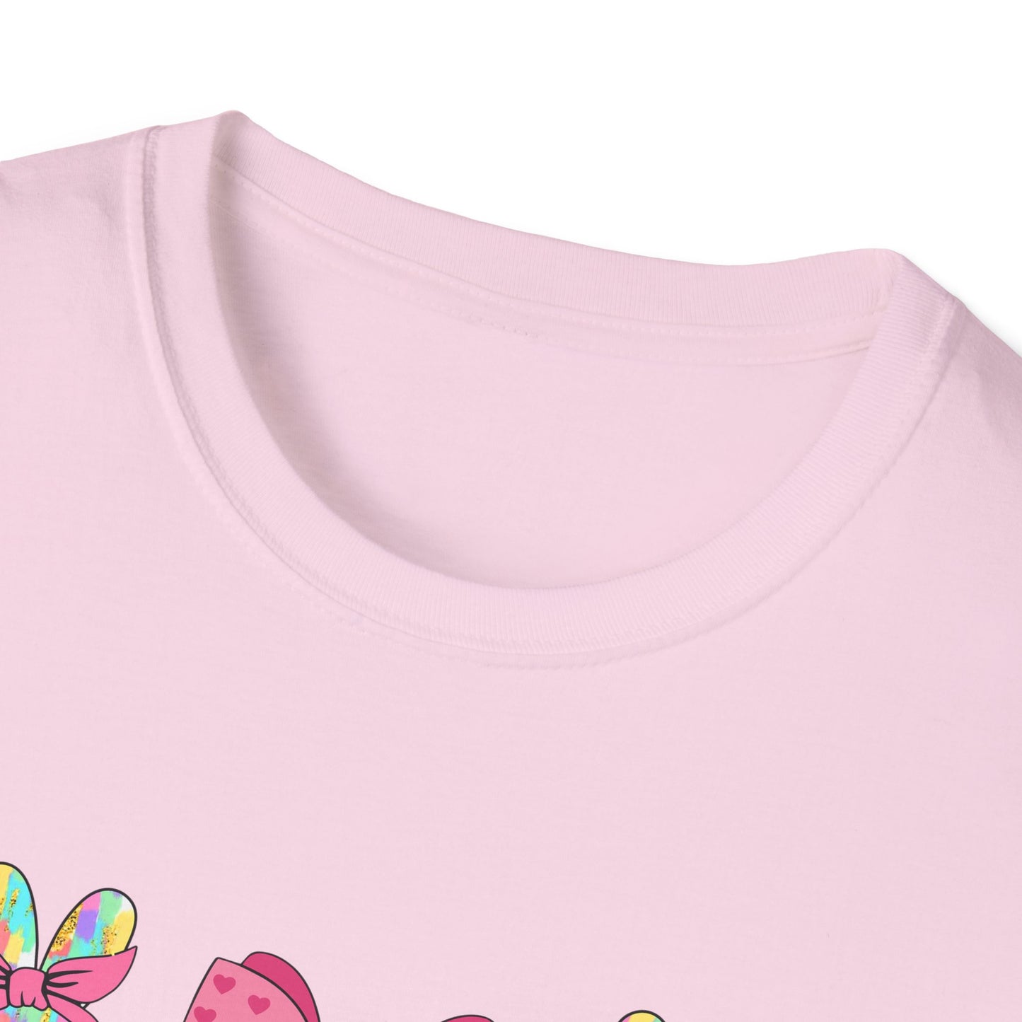 Cute Bunny & Bow Unisex Softstyle T-Shirt - Perfect for Easter and Spring Celebrations!