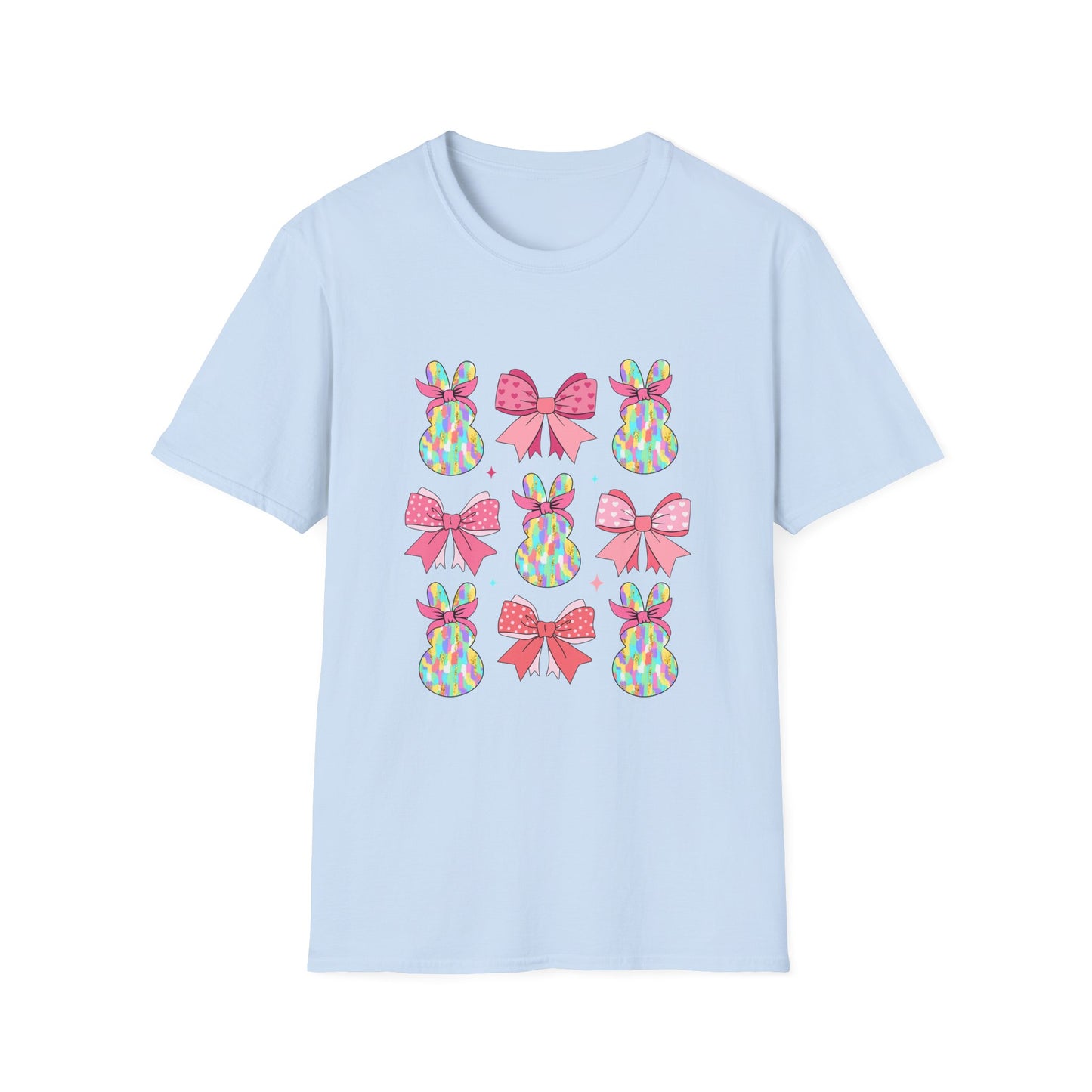 Cute Bunny & Bow Unisex Softstyle T-Shirt - Perfect for Easter and Spring Celebrations!