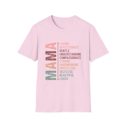 Mama Word Cloud Unisex Softstyle T-Shirt - Perfect Gift for Mother's Day